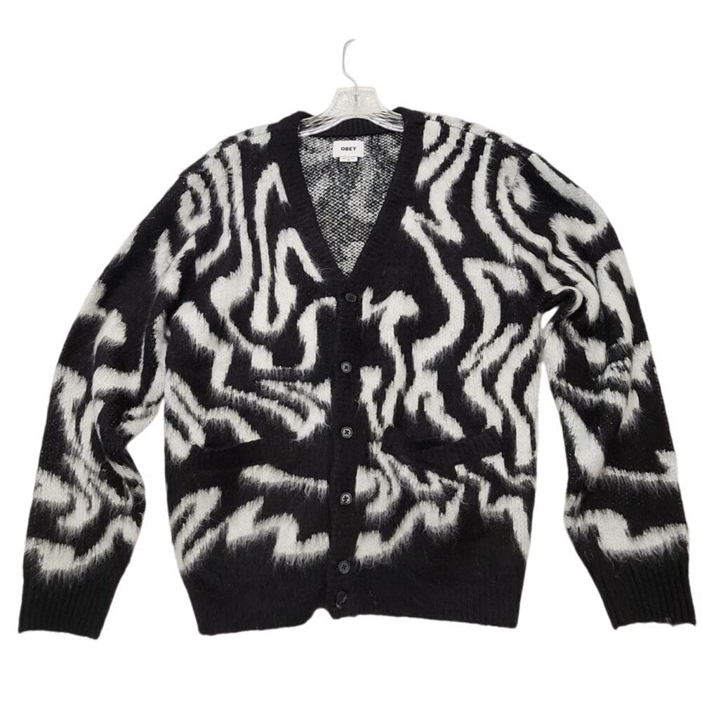 Obey Men's Pally Cardigan Size Medium Black Multi